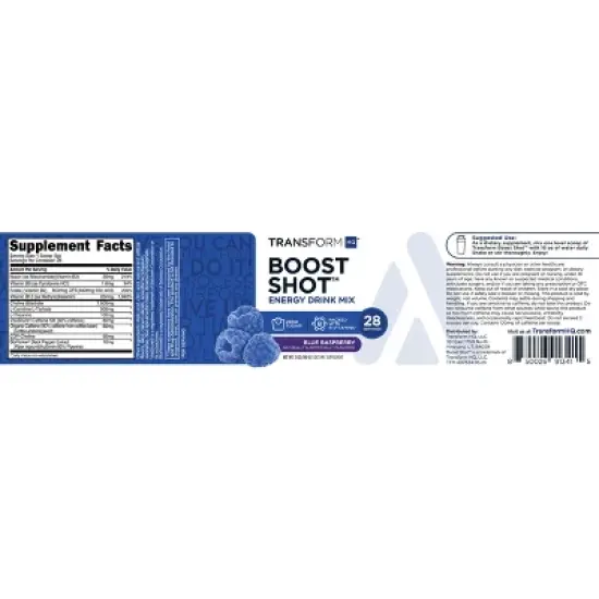 TransformHQ Boost Shot Energy Drink Mix - Blue Raspberry, 28 Servings image {4}