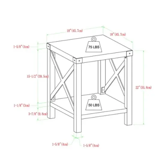 Sophie Rustic Industrial X Frame Side Table - Saracina Home image {8}