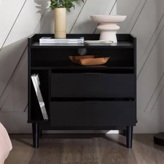 Mid-Century Modern Solid Wood 2 Drawer Nightstand - Saracina Home image {6}