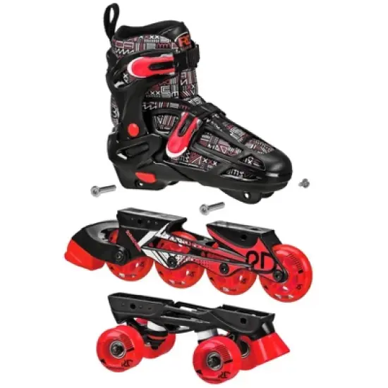 Roller Derby Caspian Kids' Adjustable Inline-Quad Combo Skates - Black (3-6) image {3}