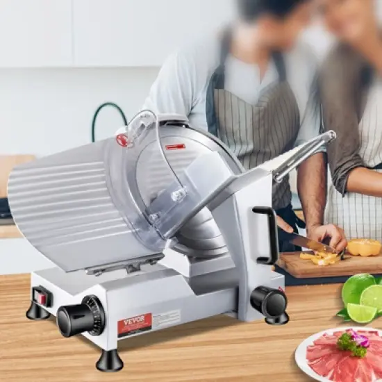 VEVOR 240W Commercial Meat Slicer, Electric Deli Food Slicer, 10" Carbon Steel Blade Electric Food Slicer, 350-400RPM Meat Slicer, 0 - 0.47 inch image {1}