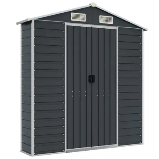 vidaXL Garden Shed Galvanized Steel - Anthracite 75.2 x 84.6 x 78 in image {7}