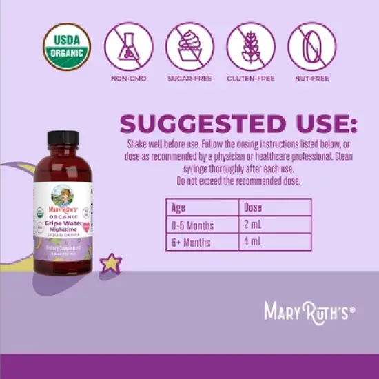 MaryRuth's Infant Gripe Water Nighttime Drops, Unflavored, Org, 4 oz image {5}