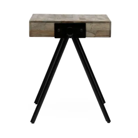 Gurley Handcrafted Modern Industrial Mango Wood Side Table Gray/Black - Christopher Knight Home image {2}