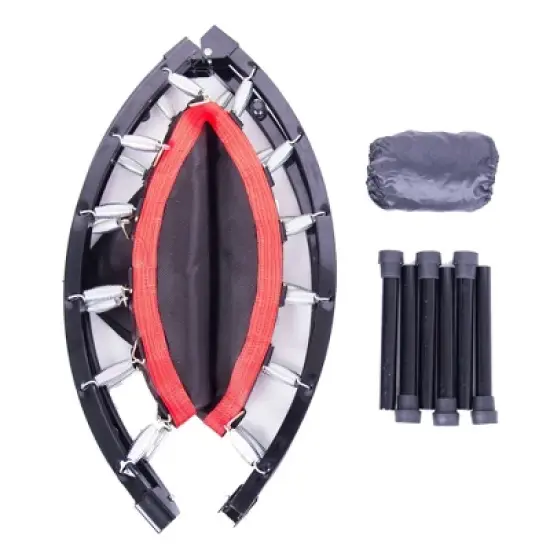 Okak 40 Inch High Elasticity Mini Trampoline, Foldable Indoor Trampoline with Safety Pad, Adults Rebounder for Home, Outdoor, Black image {3}