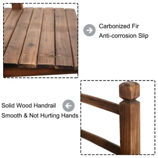 Costway 5' Wooden Bridge Stained Finish Decorative Solid Wood Garden Pond Arch Walkway image {3}
