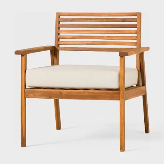 Saracina Home Mid-Century Modern Slatted Outdoor Acacia Arm Chair 
 image {3}