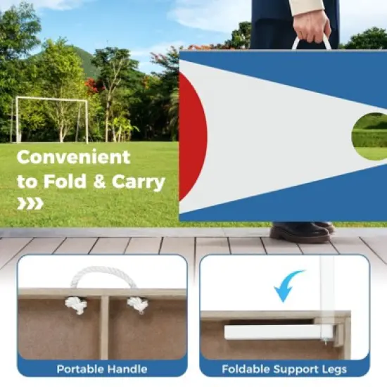 Costway 3 x 2 FT Cornhole Board Set with Foldable Legs & Side Handle 8 Bean Bags Included image {7}