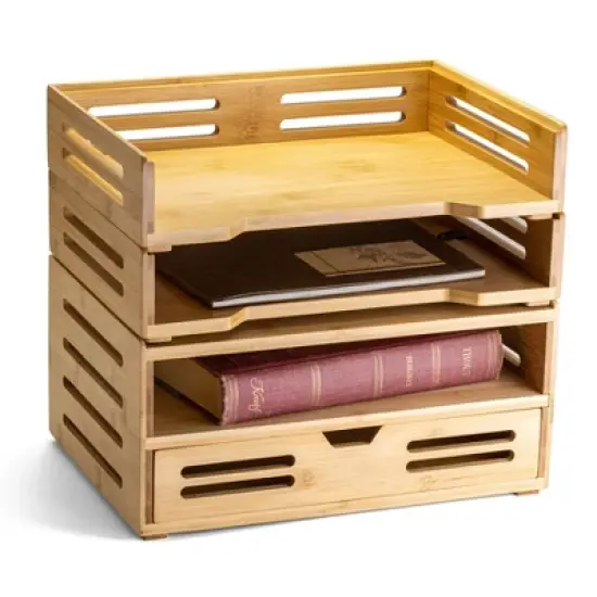 Officemate&reg; Bamboo Letter Tray, Pack of 2 image {2}