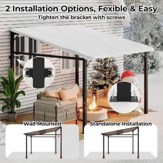 GustoWave 10 x 10 FT Lean to Wall Mounted Gazebo Pergola for Patio, Decks, Backyard image {5}