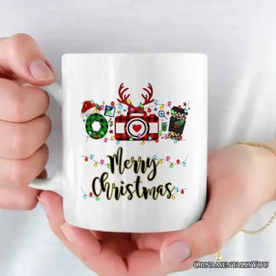 Photographer Buffalo Plaid Christmas Mug, Holiday Gift (Non-Custom Only)| OrnamentallyYou image {2}