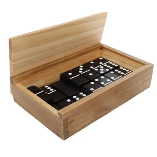 WE Games Double 6 Black Dominoes with White Dots in Wooden Case - Game Night, Outdoor Games, Yard Games, Birthday Gifts, Father's Day Gifts, Family image {2}