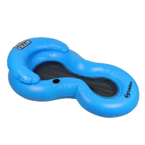 Swim Central 61-Inch Inflatable Blue Chill Swimming Pool Floating Lounge Chair image {1}