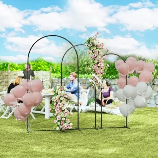 Outsunny Metal Arch Backdrop Stand Set of 3, 7/6.5/6 ft Wedding Arch Frame, Balloon Backdrop Arch Stand Set for Birthday Party image {2}