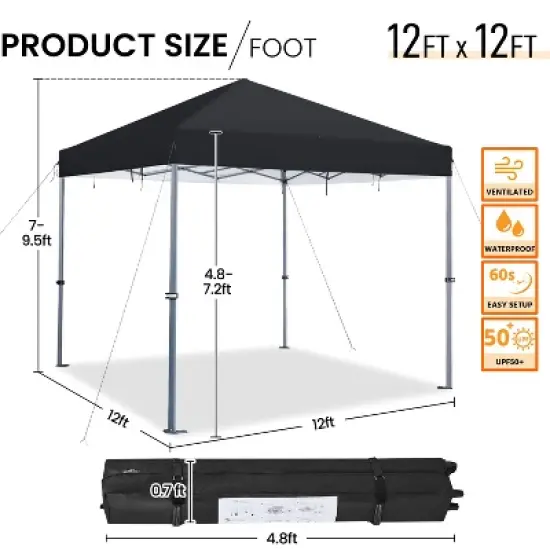 Yaheetech Pop-up Canopy Tent 12'X12' for Home Backyard Parties image {2}