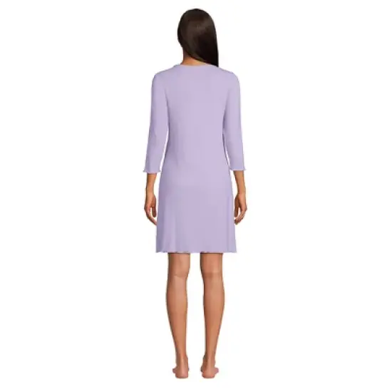 Lands' End Women's Pointelle Rib 3/4 Sleeve Knee Length Nightgown image {1}