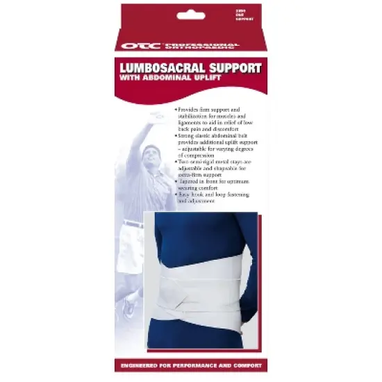 OTC Lumbo-Sacral Support, Abdominal Uplift, 11-Inch lower back, Strong Compression Elastic, White image {4}