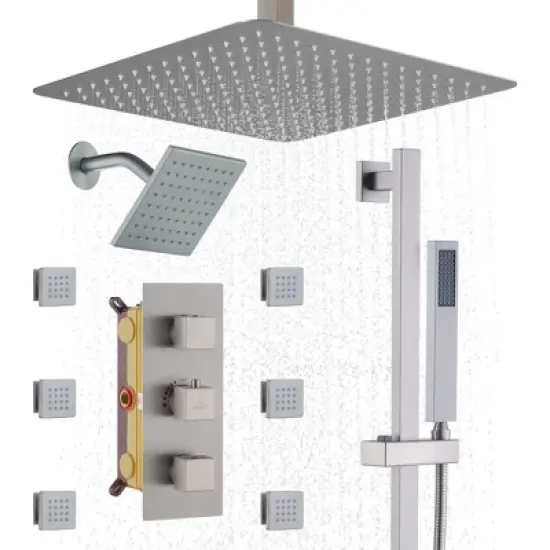 CASAINC 4 Function Single Handle 1-Spray Thermostatic Shower Faucet image {4}