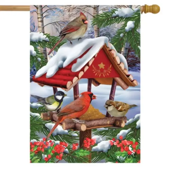 Briarwood Lane Gathered Together Winter House Flag Cardinals Bird image {1}
