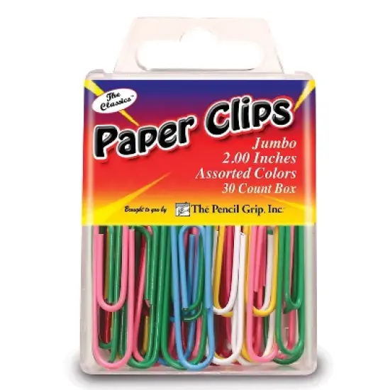 The Pencil Grip 2" Vinyl-Coated Paper Clips Assorted Colors 30 Per Pack 24 Packs (TPG238-24) image {1}