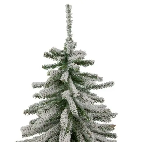 Northlight Potted Flocked Downswept Mini Village Pine Medium Artificial Christmas Tree - 2' - Unlit image {2}