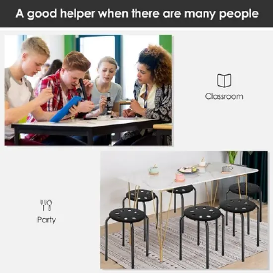 Costway Set of 6 Portable Plastic Stack Stools Backless Classroom Seating image {6}