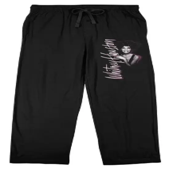 Whitney Houston Portrait Men's Black Sleep Pajama Pants image {6}