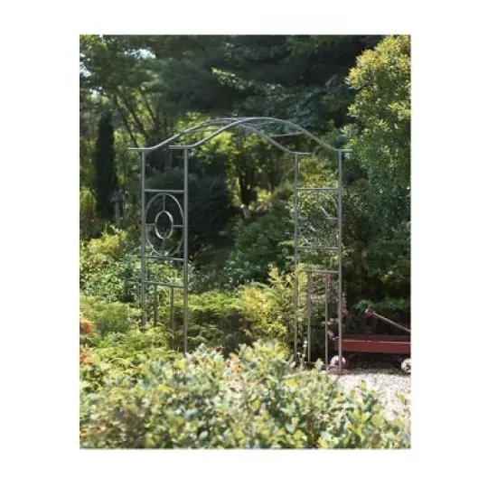 Achla Designs 84" Elegant Handcrafted Tuscany Iron Garden Arbor Graphite Powder Coated Finish image {2}