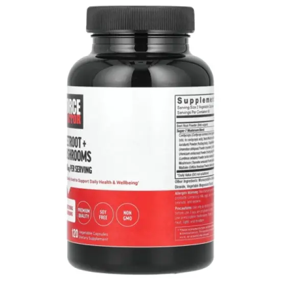 Force Factor Beetroot + Mushrooms, 120 Vegetable Capsules image {2}