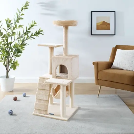 Sam's Pets Decker 51 Inch Cream Cat Tree image {1}