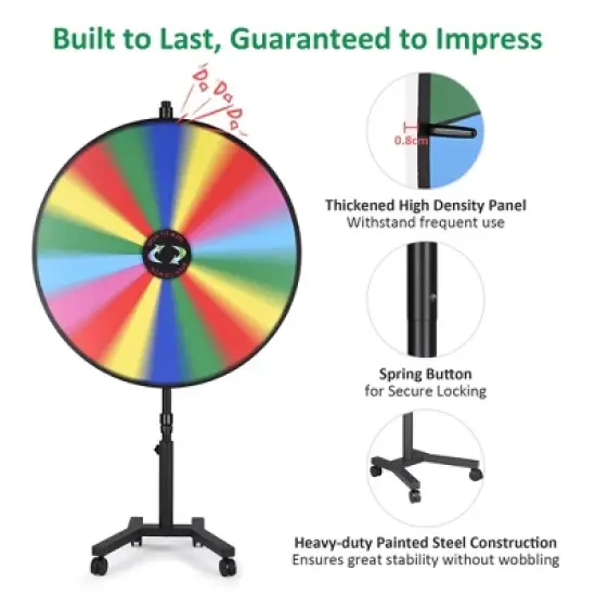 WinSpin 48" Large Giant Prize Wheel w/ Mobile Base Spinning Raffle Trade Show image {3}