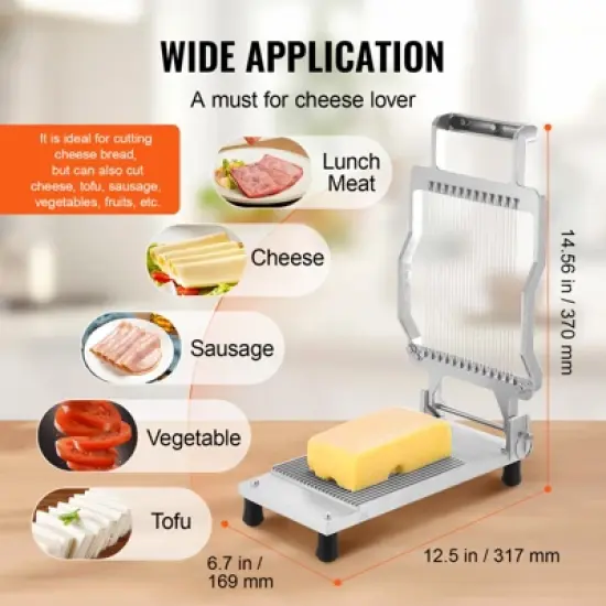 VEVOR Cheese Cutter with Wire, 0.2" Ultra-Thin Cheeser Butter Cutting Blade, Detachable Cheese Slicer Wire, Aluminum Alloy Commercial Cheese Slicer image {6}