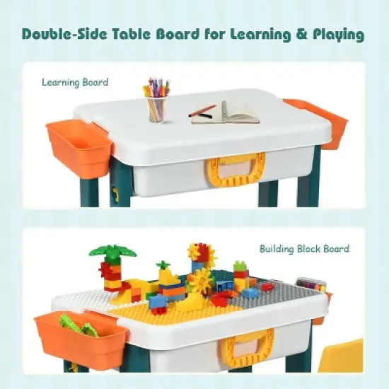 Costway 5 in 1 Kids Activity Table Set w/ Chair Toddler Luggage Building Block Table image {4}