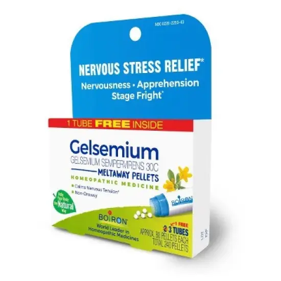 Gelsemium Sempervirens 30C 3 MDT by Boiron Homeopathic Medicine For Nervous Stress Relief  -  3 Pack Pellet image {4}