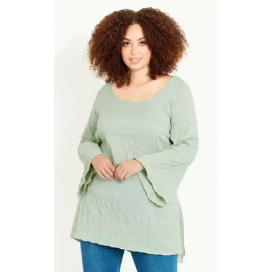 Women's Plus Size Hidden Texture Tunic - sage | EVANS image {7}