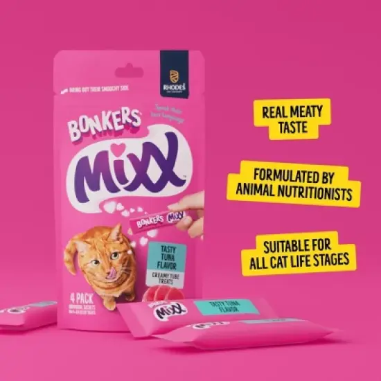 Bonkers Mixx Puree Tuna Flavor Cat Treats - 0.121lb/4ct image {3}
