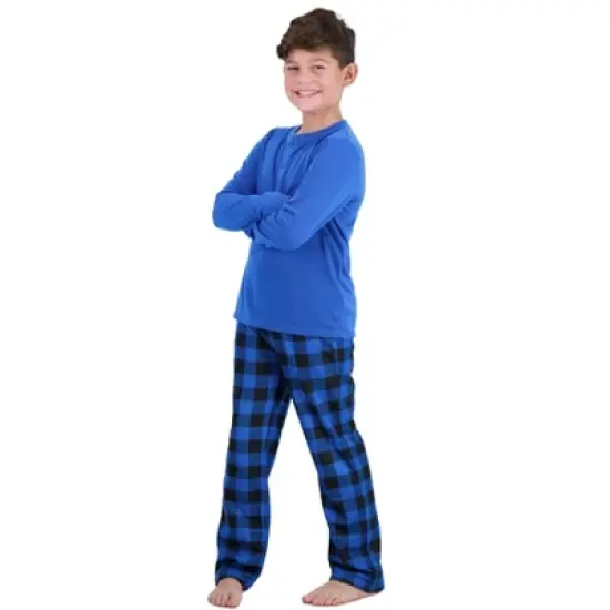 Sleep On It Boys 2-Piece Plaid Pajama Set - Royal image {3}