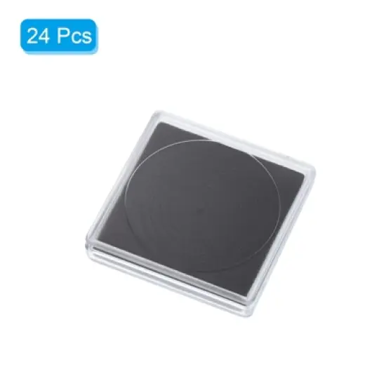 Unique Bargains Square Coin Snap Holder with Foam Gasket 1.89 x 1.89 x 0.26 inch 24 Pcs Clear Black image {2}