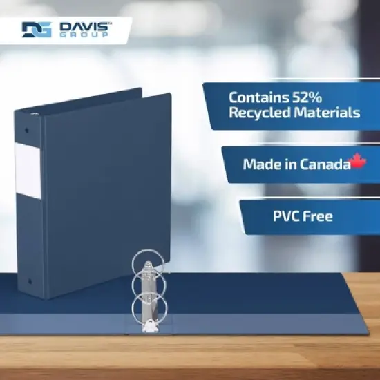 Premium Economy 2" Round Ring Binder 6pk Navy Blue: Davis Group, Hard Cover, 400 Sheet Capacity, 2 Pockets, Polypropylene image {6}