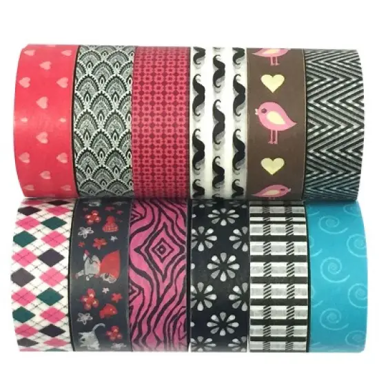 Wrapables Washi Tapes Decorative Masking Tapes, Set of 12 image {16}
