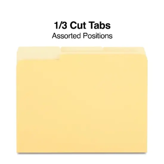 MyOfficeInnovations Colored Top-Tab File Folders 3 Tab Yellow Letter Size 100/Pack 224535 image {2}