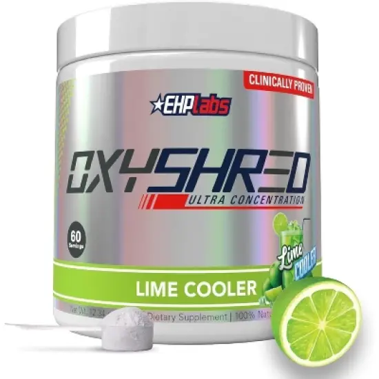 EHPlabs OxyShred Thermogenic Pre Workout & Fat Burner - Clinically Proven Preworkout Powder with Acetyl L Carnitine - Lime Cooler, 60 Servings image {8}