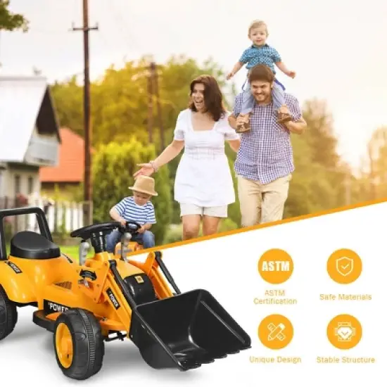 Costway Kids Ride On Excavator Digger 6V Battery Powered Tractor w/Digging Bucket Yellow image {5}