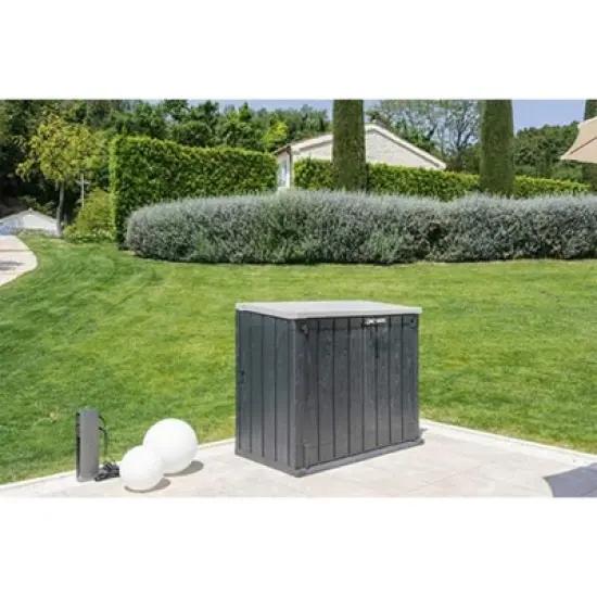 Toomax Stora Way All-Weather Outdoor XL Horizontal 5' x 3' Storage Shed Cabinet for Trash Can, Garden Tools, & Yard Equipment, Taupe Gray/Anthracite image {4}