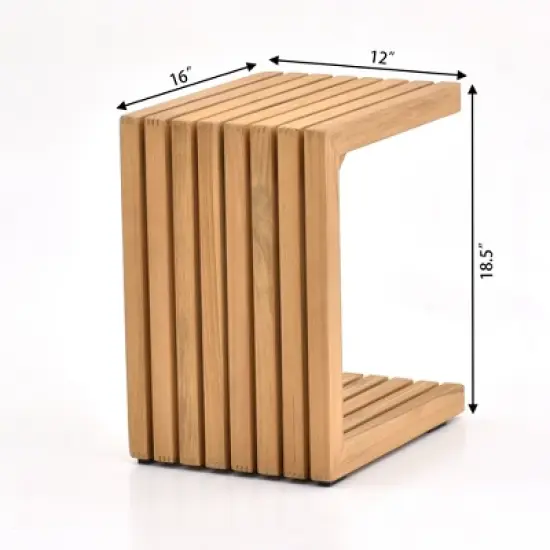 Decksplore 8PCS L-Shaped Sofa with Dining Table, Outdoor Teak Wood Sofa image {2}