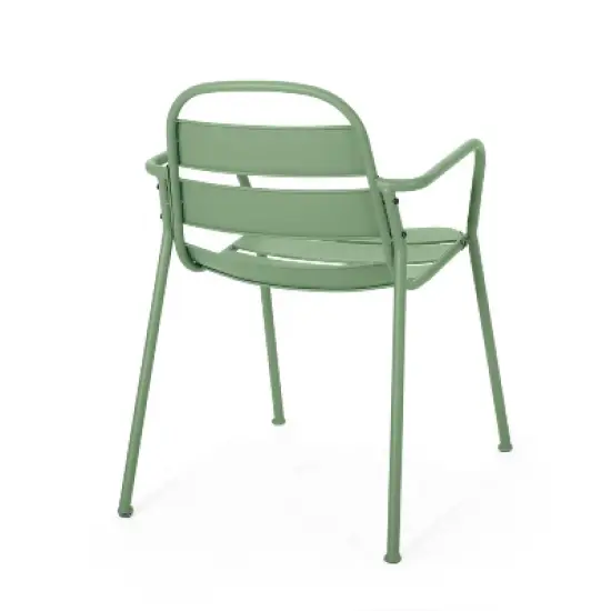 Christopher Knight Home Corey 3 Piece Outdoor Modern Metal Bistro Set with Open Slat Design image {6}