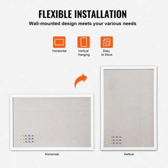 VEVOR 48"x36" White Cork Board with Linen Surface &ndash; Stylish Wall-Mounted Bulletin Board for Home, School, Office, White image {4}