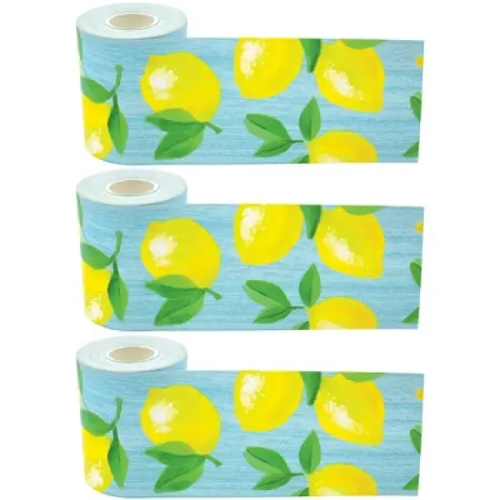 Teacher Created Resources&reg; Lemon Zest Straight Rolled Border Trim, 50 Feet Per Roll, Pack of 3 image {3}