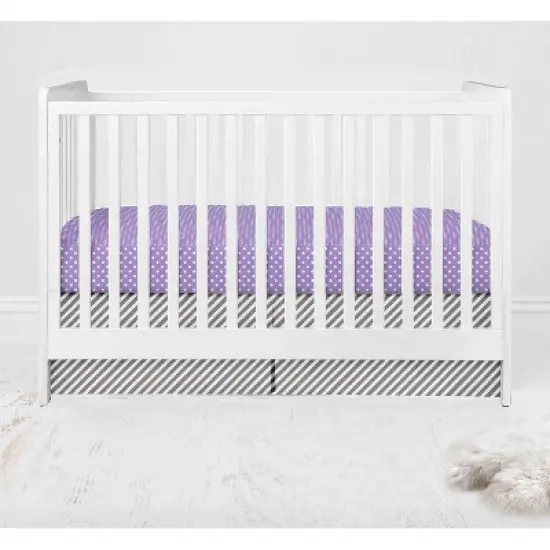 Bacati - Love  Gray Lilac 10 pc Crib Bedding Set with Long Rail Guard Cover image {7}