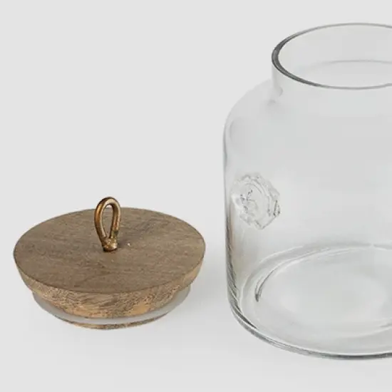 Madin Glass Jar with Wooden Lid - Elegant Storage Container for Kitchen & Home-700ml image {4}